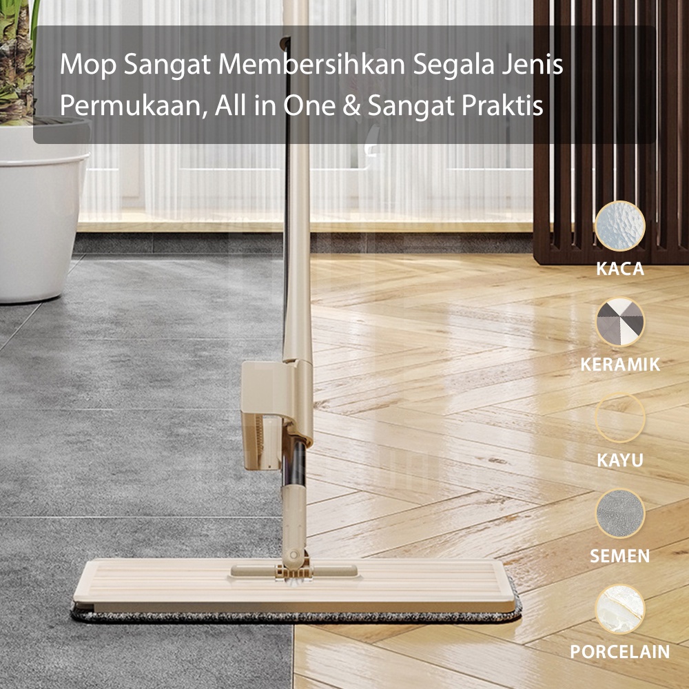 HUGO Alat Pel Lantai Ultra Mop Acline - Pel Lantai Tarik Cream Handsfree