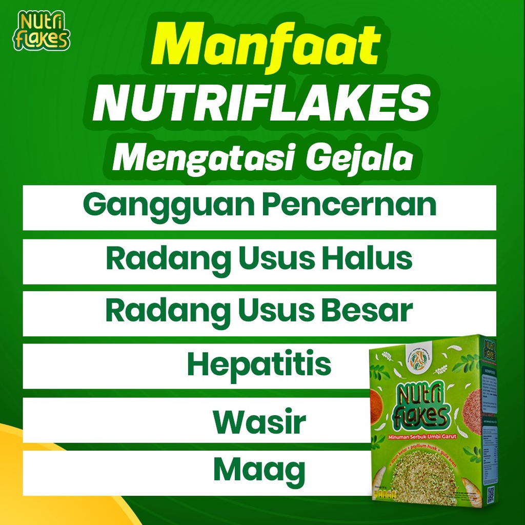 Nutriflakes Anti Gerd - Minuman Umbi Garut &amp; Ekstrak Daun Kelor Bantu Atasi Asam Lambung Maag Akut Kronis Turunkan Berat Badan Diet Kontrol Kolesterol Kolestrol Isi 280gr