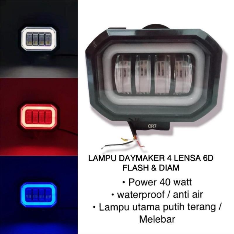 LAMPU TEMBAK SOROT MODEL KOTAK LED CWL 4 MATA LENSA 6D 40WATT