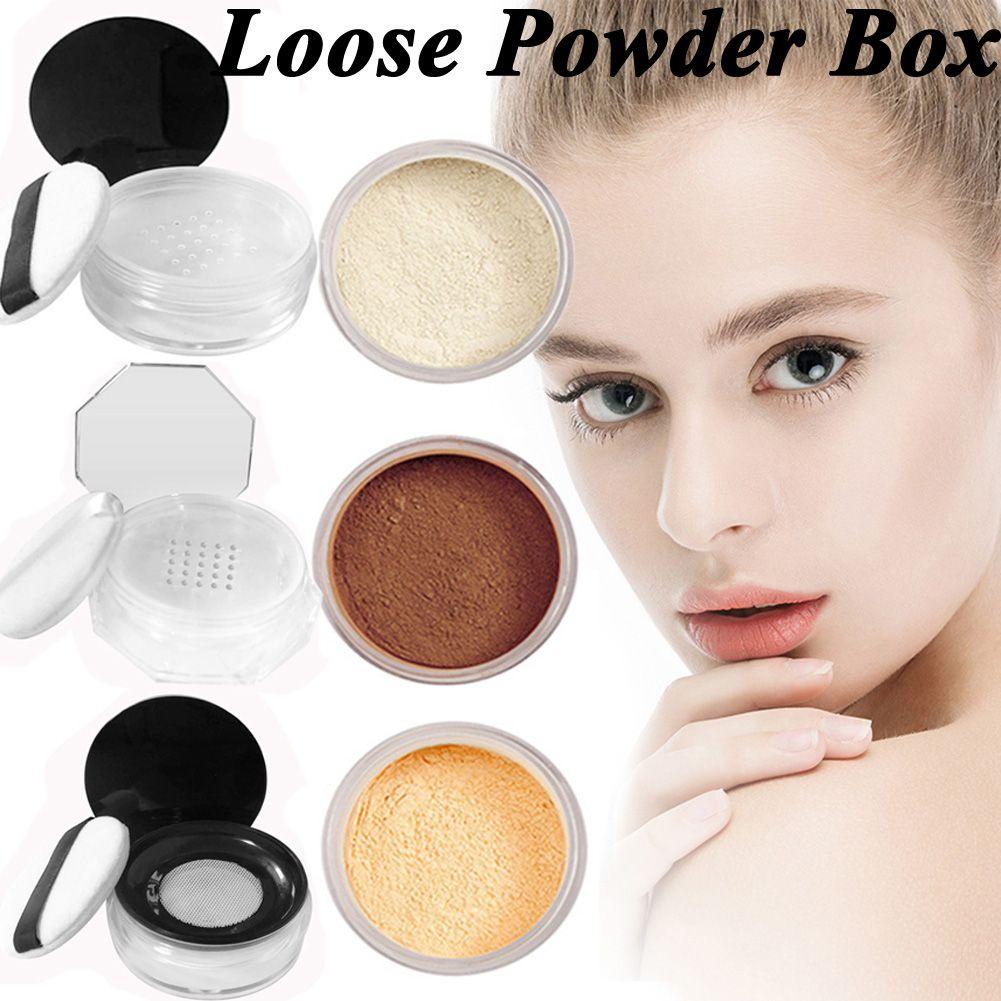 Rebuy Loose Powder Box Portable Dengan Saringan Dengan Toples Makeup Puff