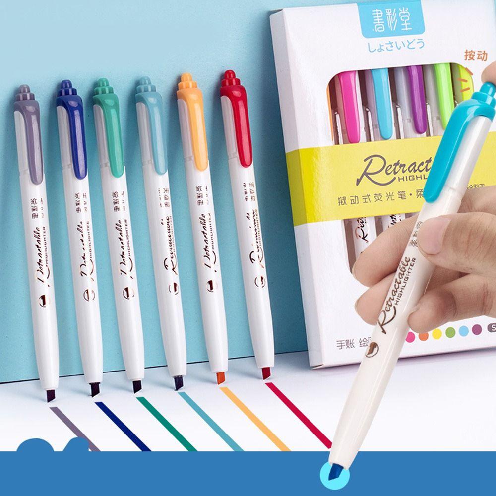 Preva 6PCS/Set Stabilo Pen Set Warna Permen Kreatif Alat Tulis Menggambar Snap Type Alat Tulis Color Pen