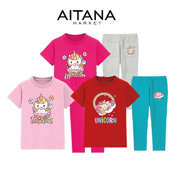 Baju Tidur Piyama Anak Unicorn Sleeping Series Usia 2-8 Tahun Bahan Katun Premium