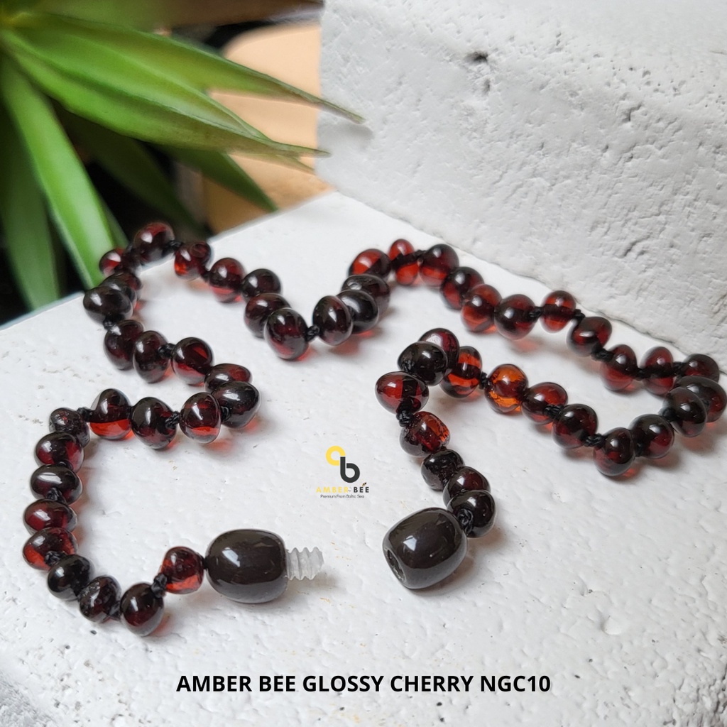 Set Kalung Gelang Amber Bayi &amp; Anak TK/SD Premium Glossy Cherry by Amber Bee NBGC1063