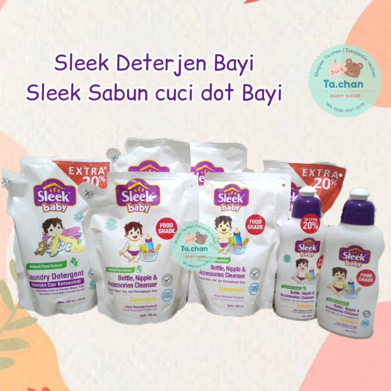 Sleek Baby Bottle, nipple &amp; accesories cleanser 450ml refill / Sleek Baby Laundy detergent 450ml