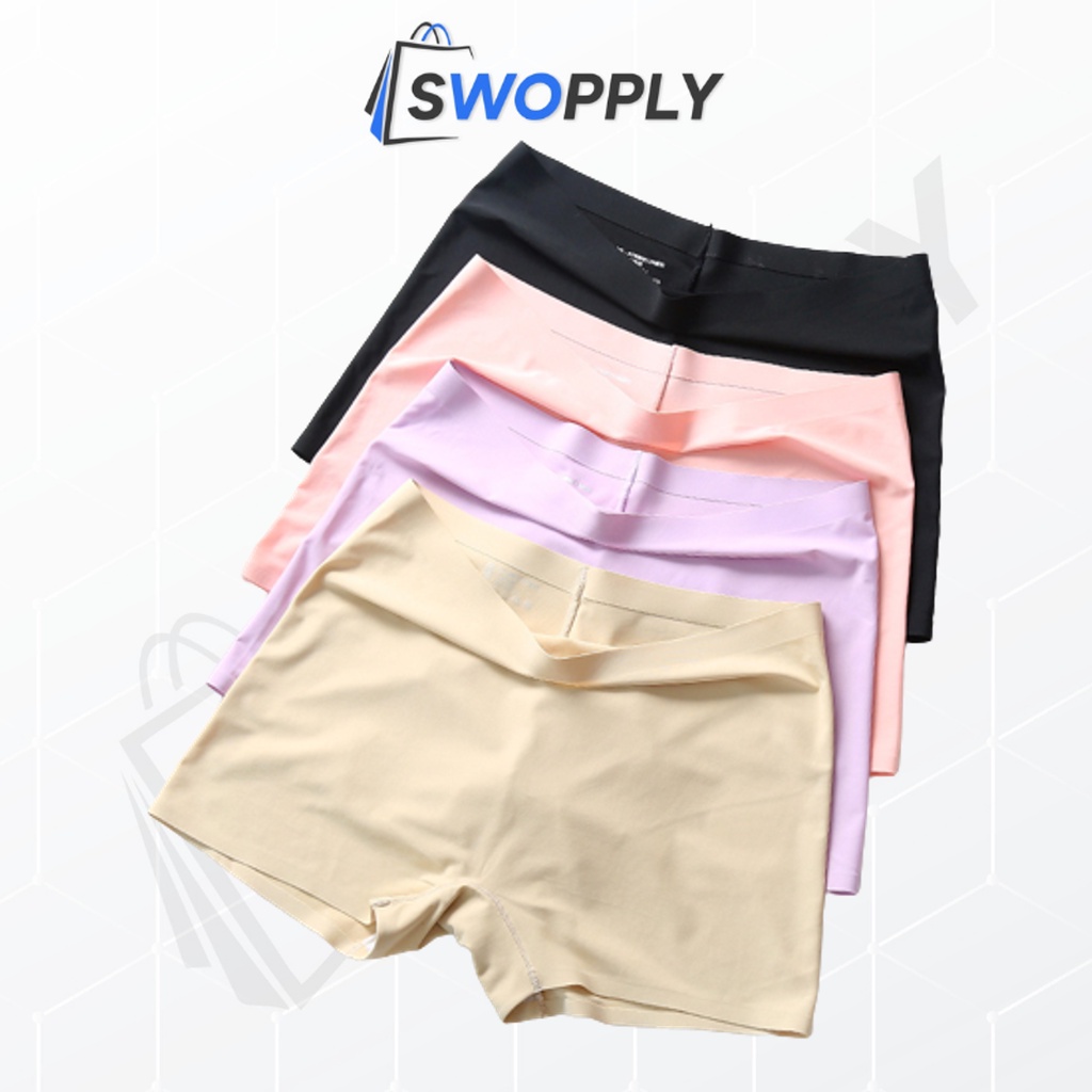 Swopply W224 Celana Short Wanita Seamless Bahan Lembut Tipis Sejuk Pakaian Dalam Boxer Perempuan