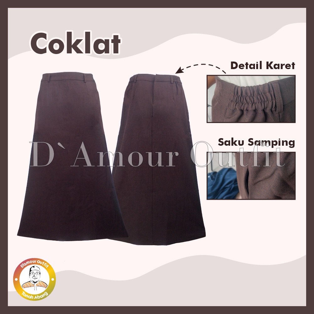 Rok Line A Panjang Wanita Formal Pinggang Karet Pakaian Kantoran Long Skirt Perempuan Kantor Polos Androk Bawahan Kerja Cewek Dewasa Anak High Waist Pendek Korean Style Jumbo Premium
