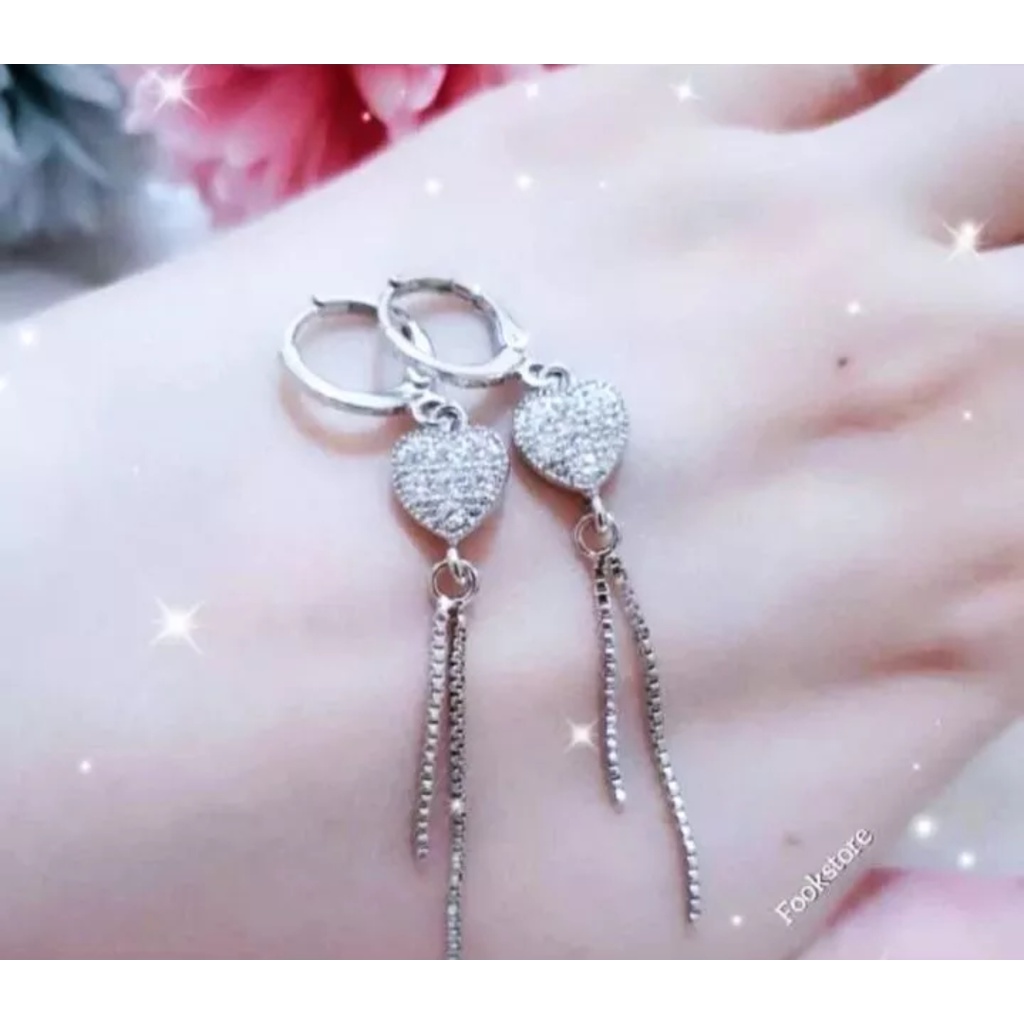 anting lov  full mata jurai warna silver