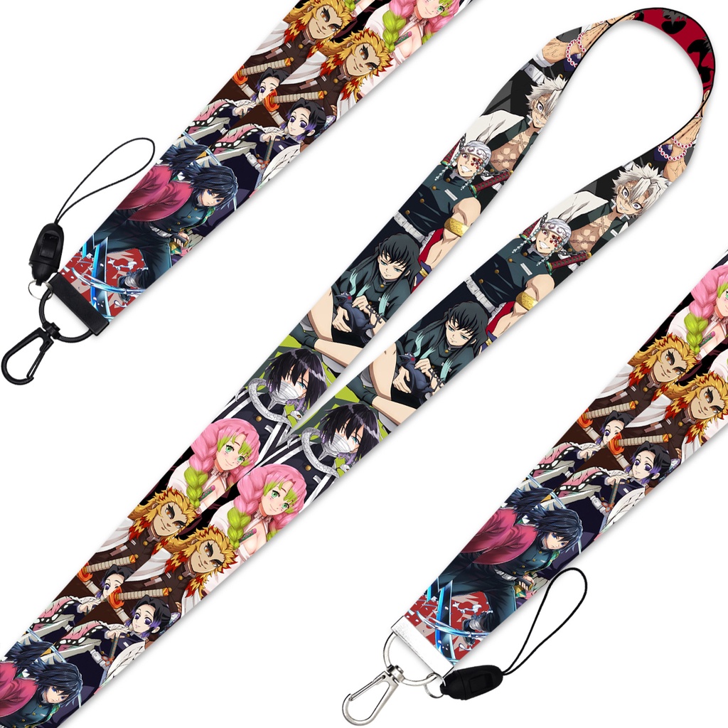 Gantungan Kunci Tali lanyard Panjang Kombinasi Desain ghost killing blade nine Pilar Untuk Ponsel