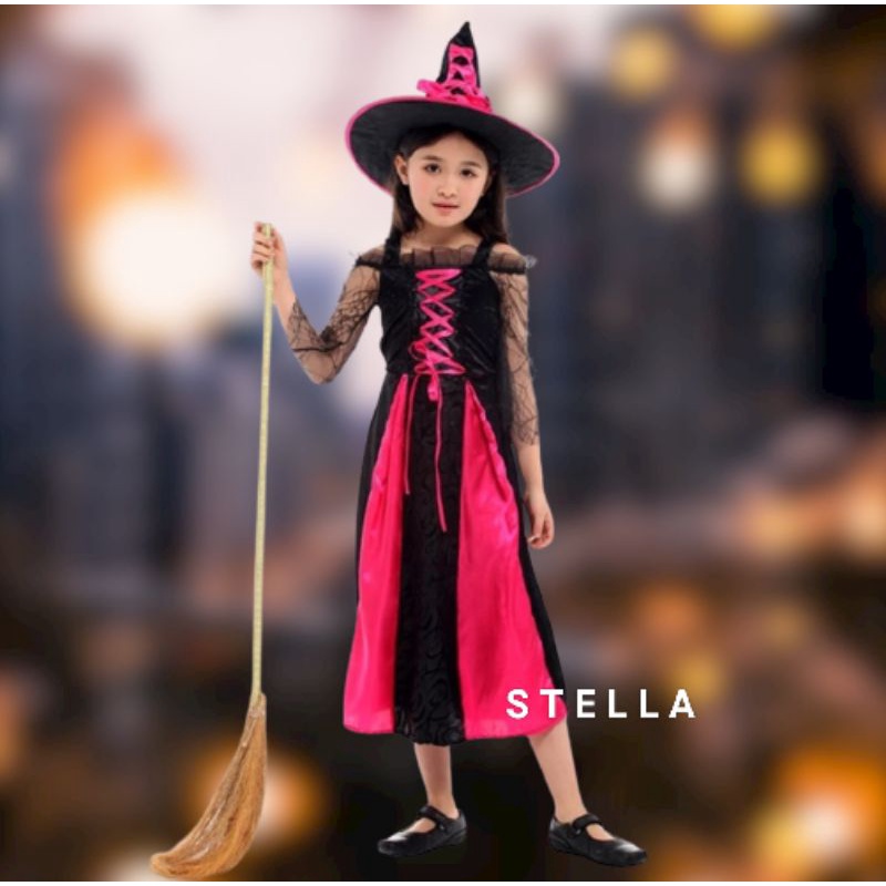 kostum anak Halloween PINK TEEN WITCH / PENYIHIR PINK Full Set
