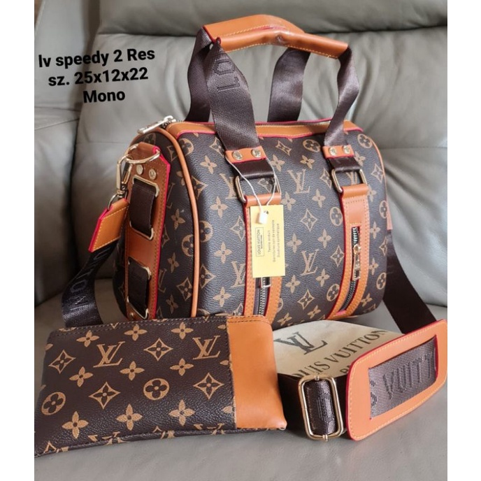 Tas Wanita Top handle Lv Speedy Tas selempang Size 25 Free Dompet Waterproof