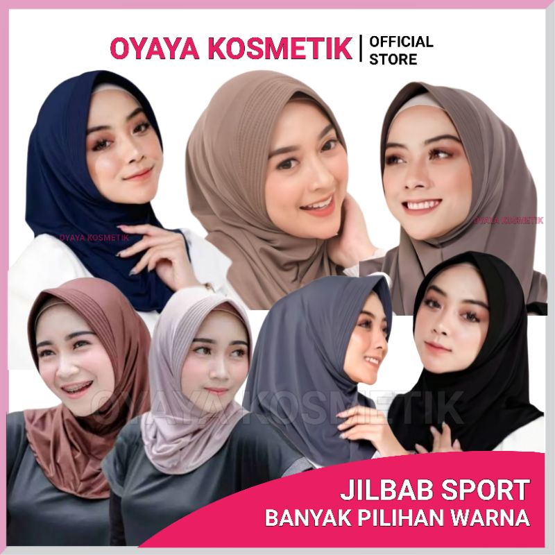 Hijab Sport Jilbab Sport Olahraga Bahan Jersey Premium Ukuran 45x60CM Warna Hitam Navy Sport Maron Milo Silver Abu abu Putih Army Lavender Dusty Bergo Instan Jokowi volley voly Oval Serut BERKUALITAS OYAYA KOSMETIK PEKANBARU RIAU