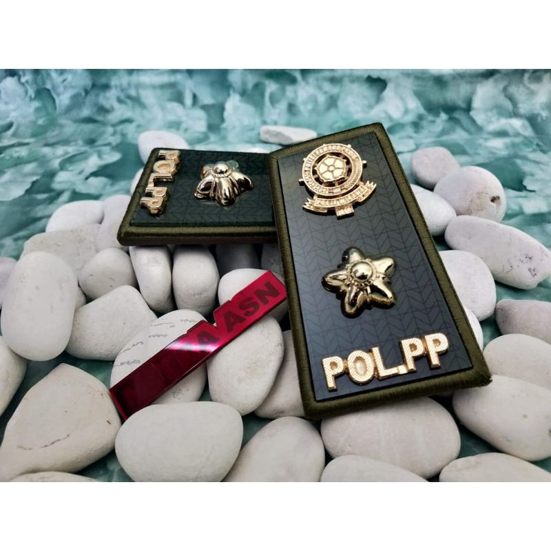 Pangkat Pdh Pol PP 3D Kain Akrilik Logo Stir