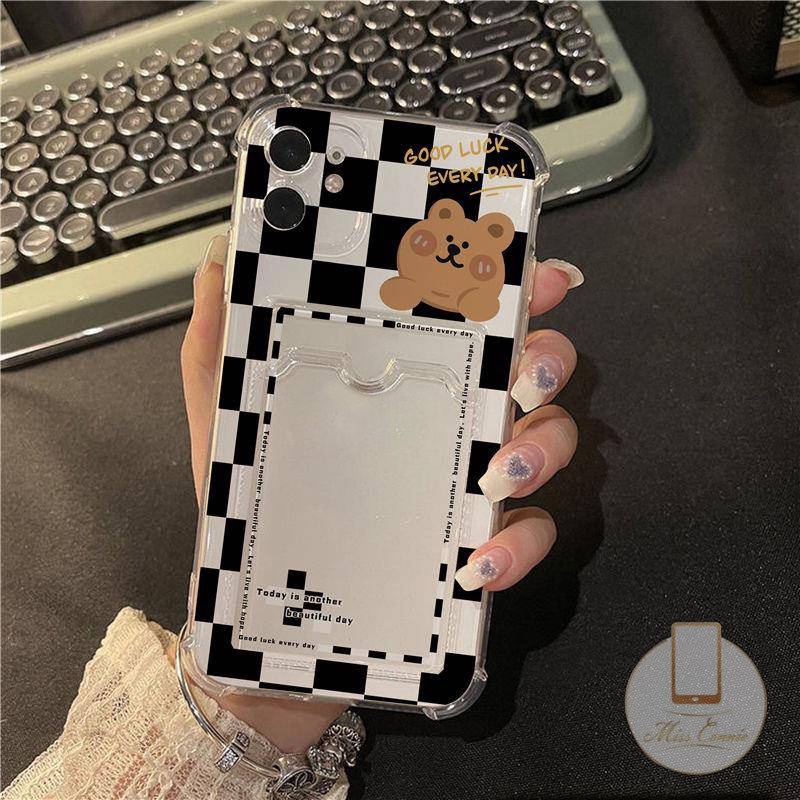 Slot Dompet Lovely Bear Case Untuk VIVO Y15S Y12i Y15A Y12 Y20 Y21 Y12s Y15 Y33T Y21S Y33S Y20i Y20s Y11 Y11s Y17 Y21A Y20s G Y12A Y20A Y20G Y30G Kartun Lucu Card Holder Soft Cover