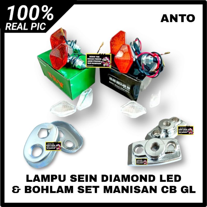 LAMPU SEIN DIAMOND RETENG DIAMON RITING DIAMOND LED DAN BOHLAM MEREK HELI BARS SET MANISAN CB DAN GL