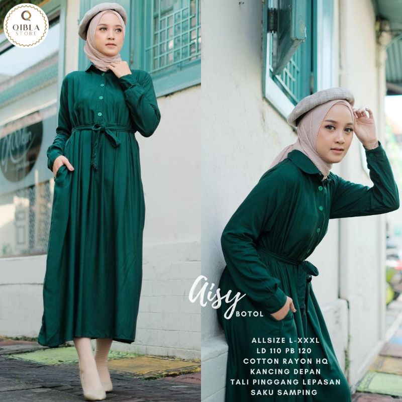 Midi Dress katun rayon / Aisy Dress by Qibla