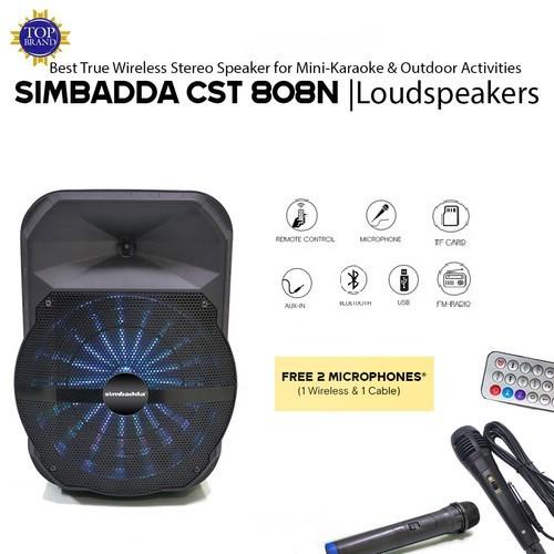 Speaker Simbadda CST 808N|Speaker Karaoke Bluetooth Portable + 2 Mic