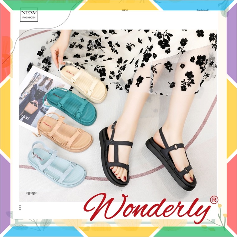 2000WL1 Sandal Wanita Gladiator Tali Karet Jelly Wonderly Sepatu Sandal Cewek Ban 2 Empuk Glanzton