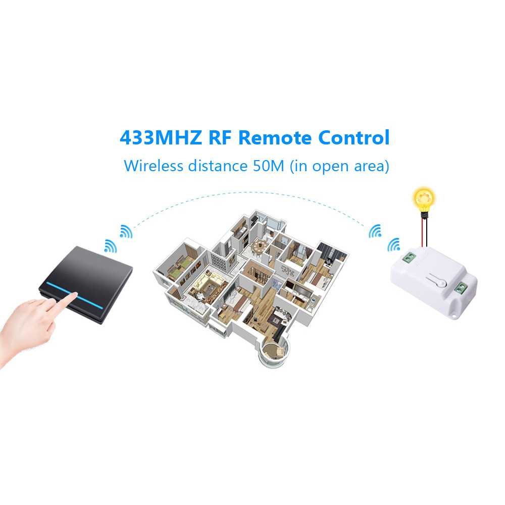 TD - SKT SMATRUL Saklar Lampu Wireless Switch RF 433Mhz with Receiver - WHK01