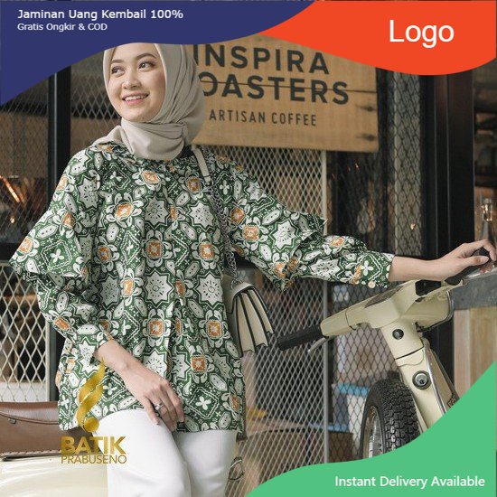 Atasan tradisional wanita Batik Prabuseno Original motif Florist Tunik Wanita Lengan Panjang Model k