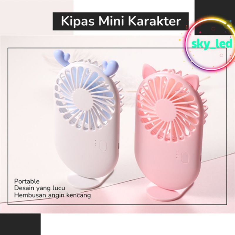 Pocket Fan Kipas Angin Mini Sumber Cute Cooling Fan Portable Phone Holder