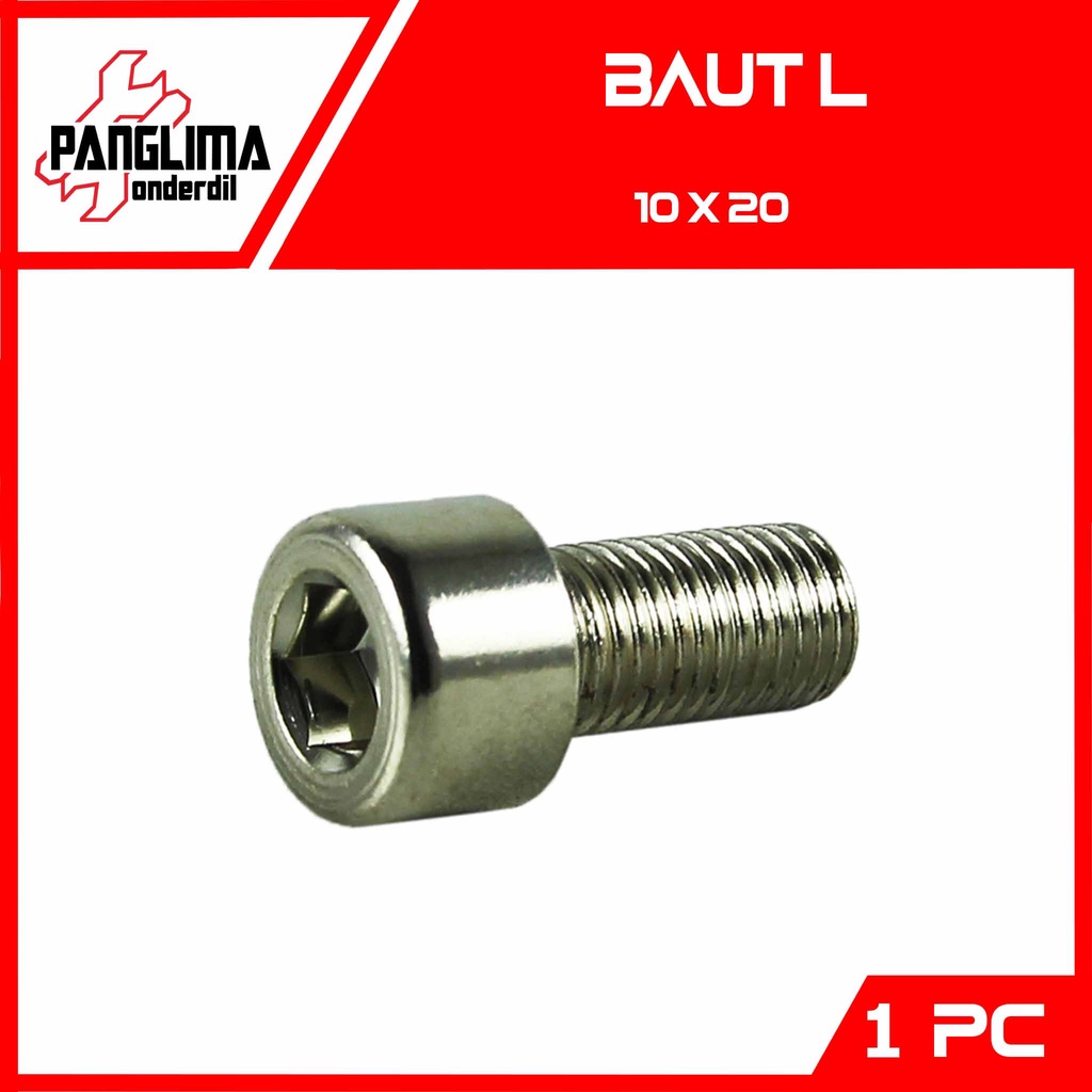 Baut L-L8 M10x20-10x20-M 10 x 20 Kunci-K 8 P-Pitch 1.25 Baud Bolt