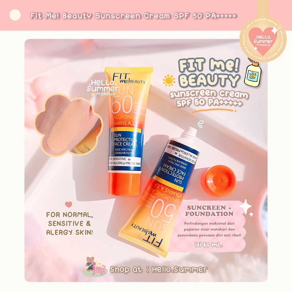 𝐒𝐔𝐍𝐒𝐂𝐑𝐄𝐄𝐍 - Fit Me Beauty Sunscreen SPF 50 PA+ High Protection UVA UVB 50ml No WhiteCast Tone Up