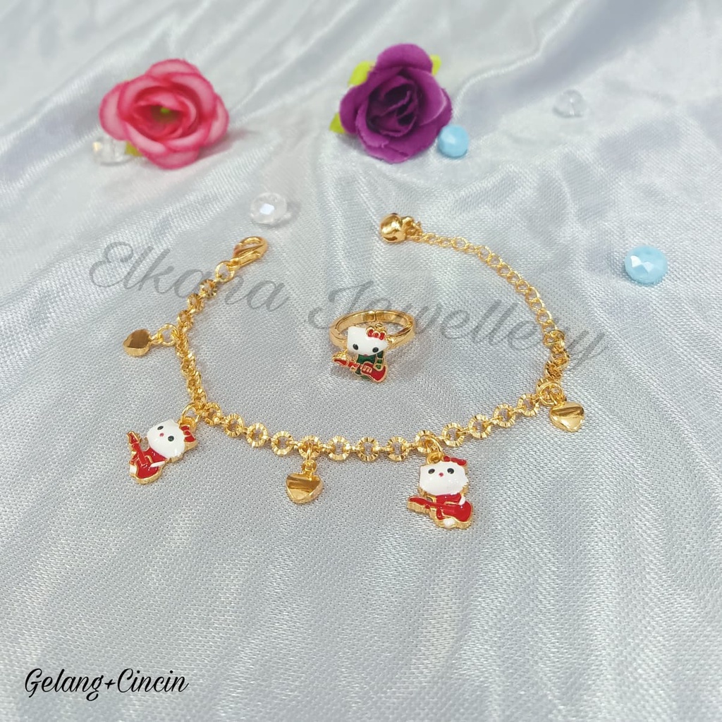 GELANG+CINCIN ANAK JURAI CAT Perhiasan super berkelas fashion korea anti karat dan anti luntur