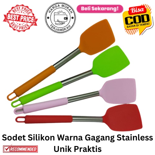 [BISA COD] PROMO Sodet Silikon Warna Gagang Stainless Unik Praktis Tahan Panas Sodet Sutil Teflon Kualitas Terjamin Murah