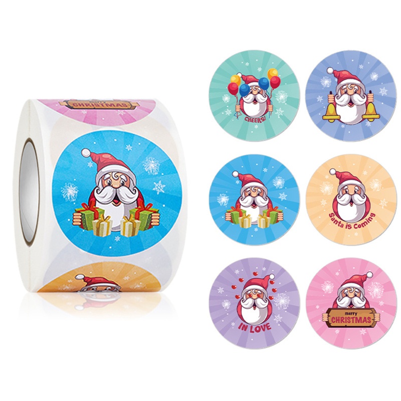 Zzz Stiker Label Bulat Motif Natal Untuk Anak