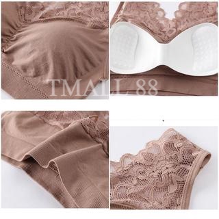 ♥TMALL88♥ Bra Wanita Fashion Korea Bra Renda Tanpa Kawat Lace Bra BH Karet B64