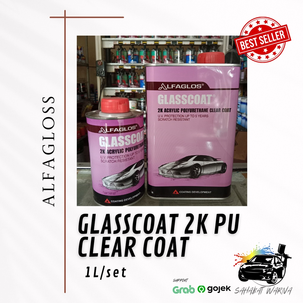 Clear Coat Alfaglos Glasscoat PU 2K - 1L/Clearcoat/Coat/Pernis Motor/Mobil PU