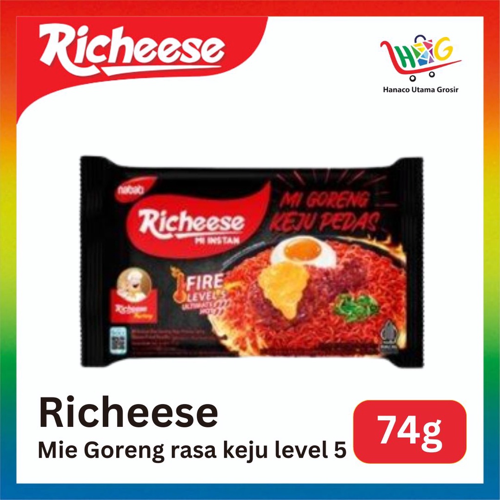 Richeese Mie Instan Goreng &amp; Ramen Pedas Level 0, 3, &amp; 5