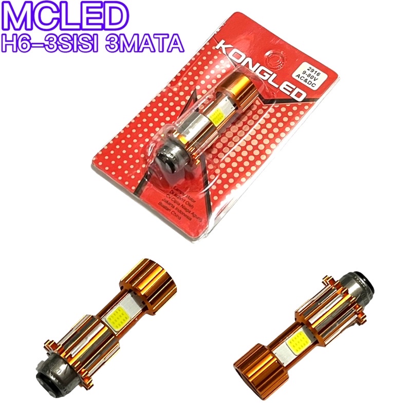 COD BHOLAM LAMPU DEPAN LED 3SISI AC DC 3MATA H6 MATIC BEBEK