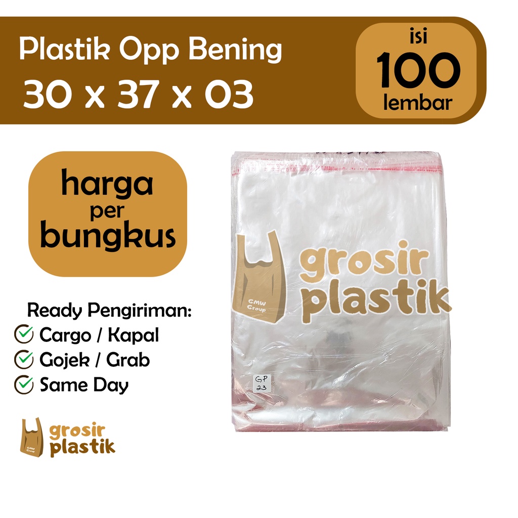 

GP23 untuk Baju Ukuran Panjang ada Perekat OPP Bening 30x37x03 isi 100 lbr - [BUNGKUS]