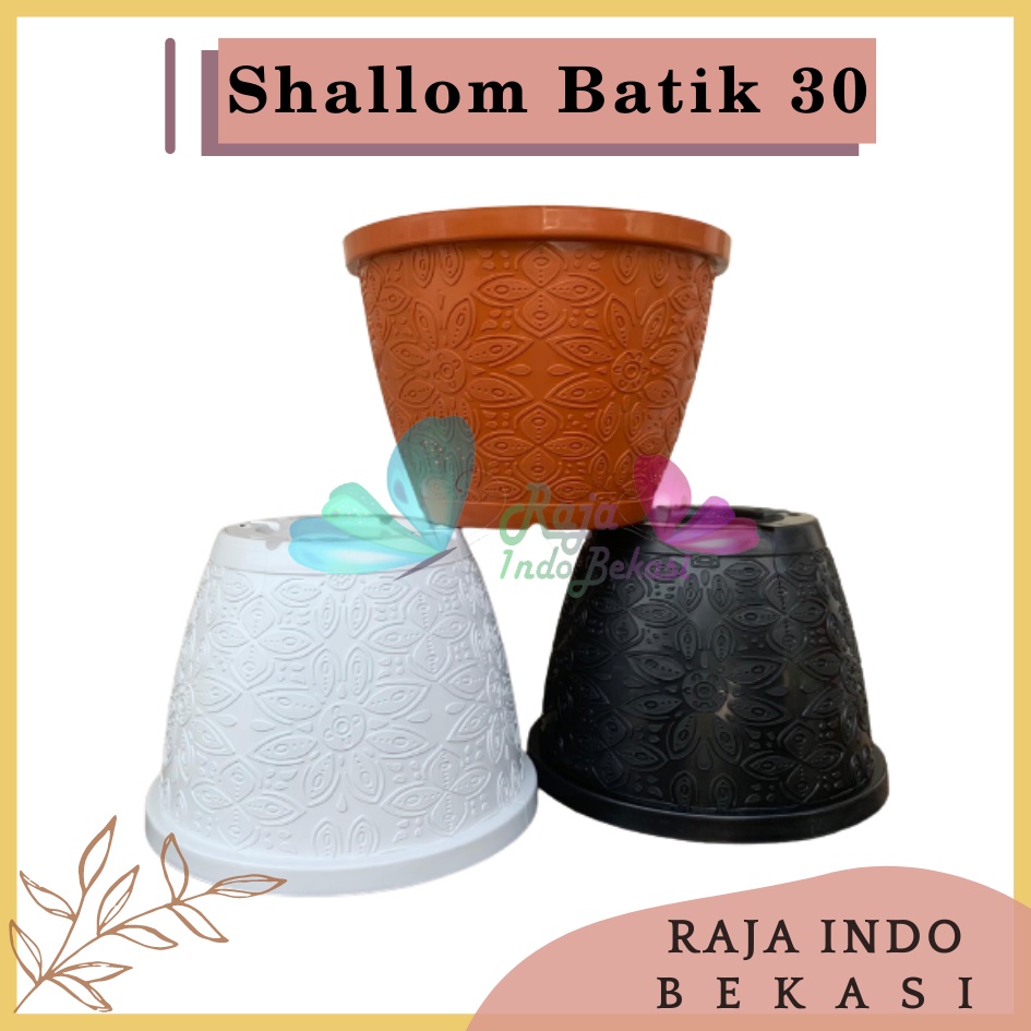 Pot Shallom Batik 30 Putih Hitam Merah BataTerracota Terracotta Merah Coklat Pot Bunga Motif Batik Timbul Pot Bunga Besar Murah Tebal Bagus Bukan Pot Shallom Glory Glori 30 35 40