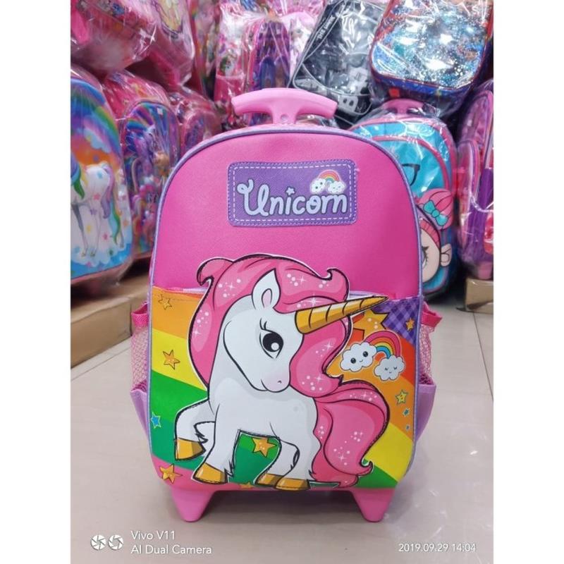 Fmb Tas Troli Dorong Anak Sekolah Tk/Paud Unicorn - Tas Troli Kuda Poni - Termurah Tas Anak Promo Te