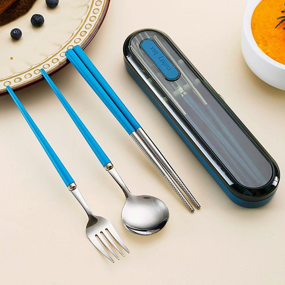 Top 3PCS/Set Sendok Garpu Sumpit Set Portable Reusable Alat Makan Camping Cutlery Set