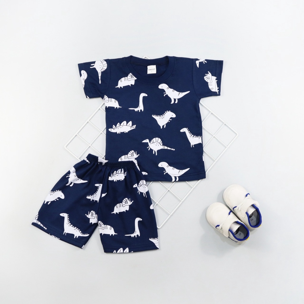 Owlet - setelan anak laki laki banyak gambar / kaos anak laki laki / piyama anak laki