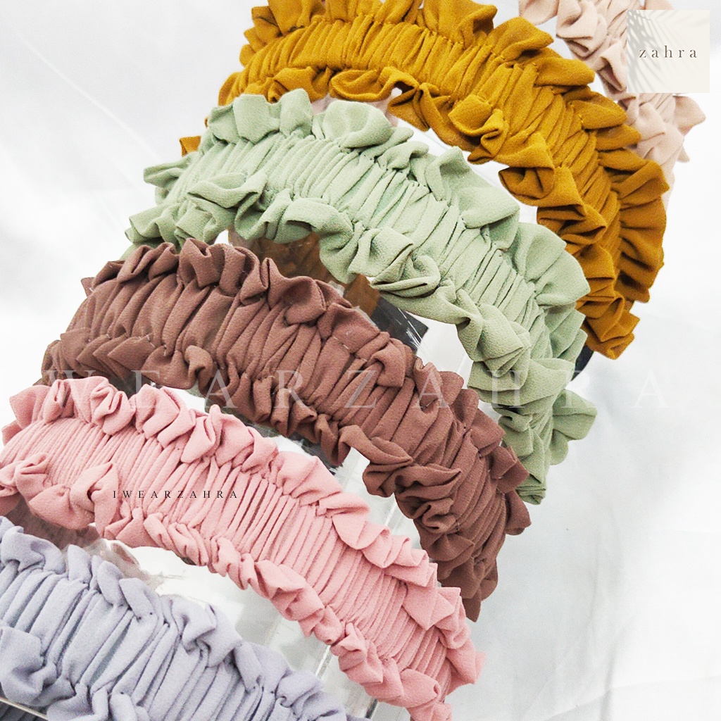 BANDO RUFFLE DOFF - Headband Kerut Korea Viral Aksesoris Rambut Bahan Satin Awan Bandana Hair Accessories Bayi Anak Mutiara Natal Perempuan Wanita