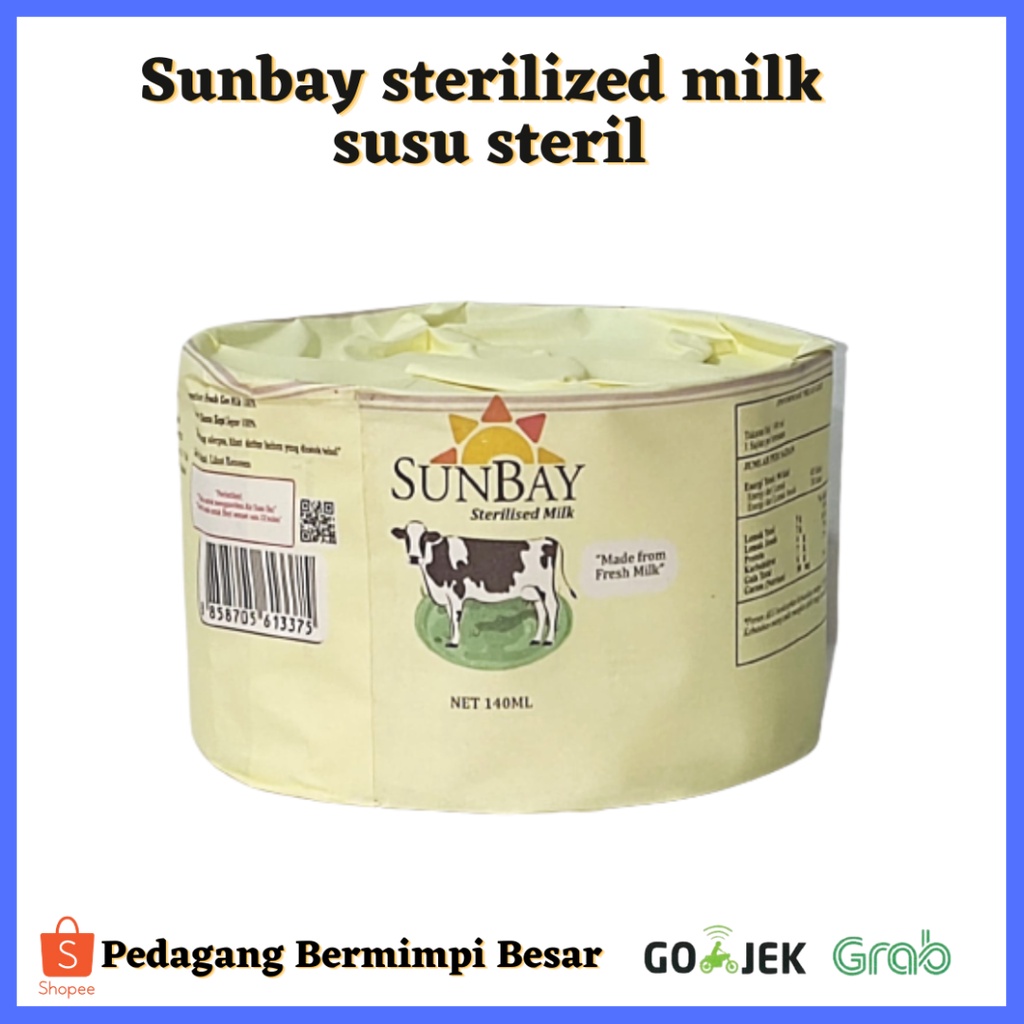 Sunbay sterilized milk / susu steril 140ml/ Susu/ SUNBAY STERILISED MILK