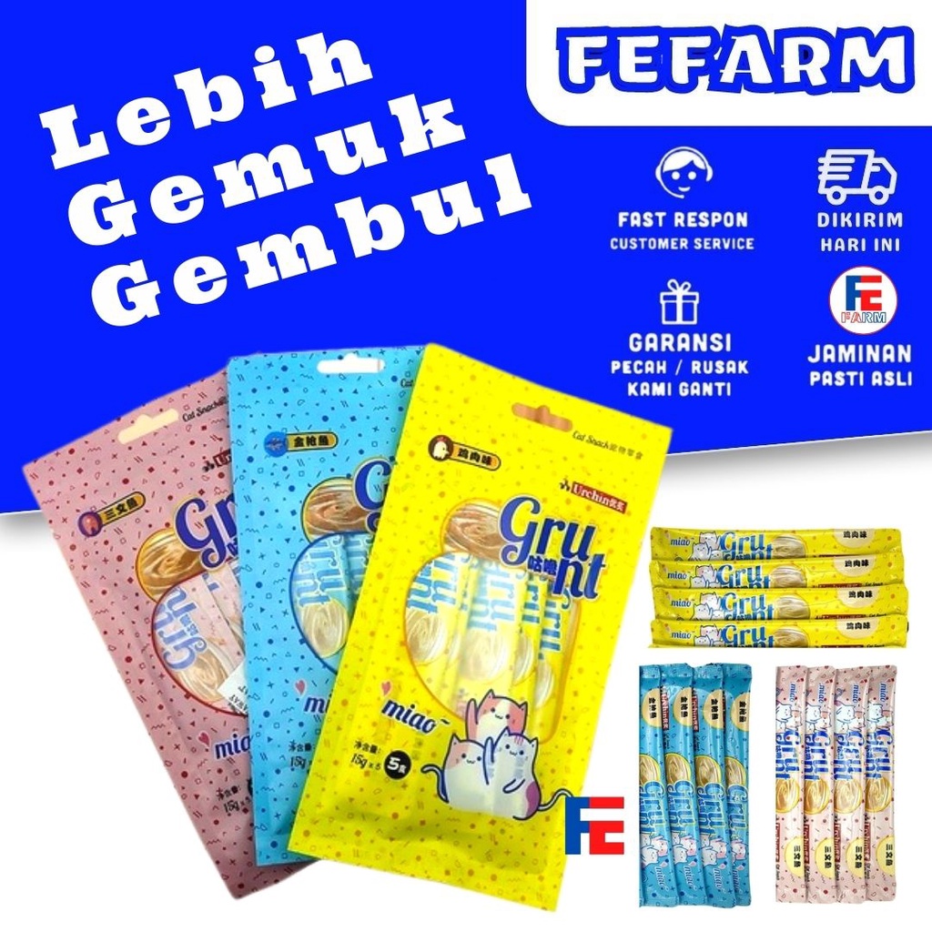 CEMILAN VITAMIN KUCING BASAH GRUNT 15g Vitamin bulu kucing Vitamin setarah Meo FEFARM