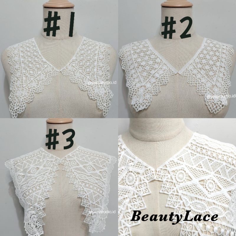 Aplikasi Kerah Besar,Kerah Jahit Lebar Premium, Renda Jahit Besar