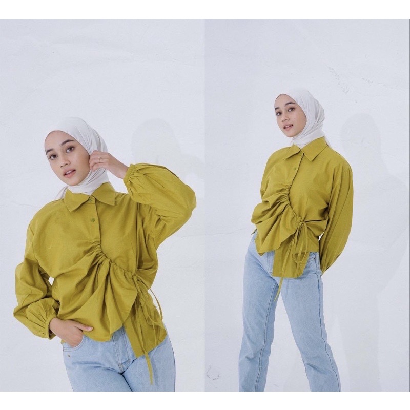 RD FASHION - SILFA KEMEJA SERUT / Vizqya Blouse / Top Shirt Serut Wanita Terlaris / Kemeja Wanita Lengan Panjang