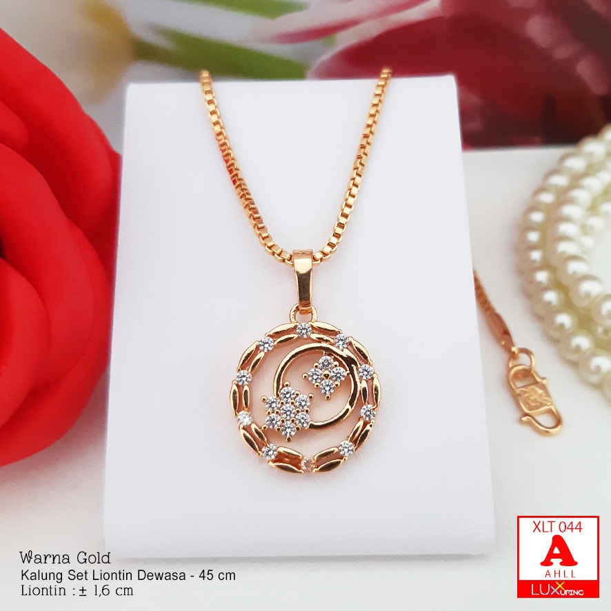 XLT 044 Kalung Set Liontin Permata Sirkon Perhiasan Lapis Emas Imitasi Awet Tidak Mudah Luntur Aksesoris Wanita Luxx Xuping