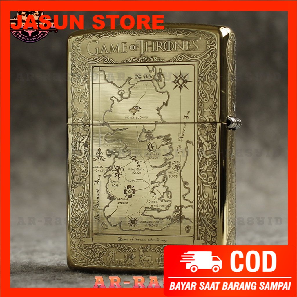 Korek Api Minyak Zippo Gold Ukir Motif Game Of Thrones 168 3962-13