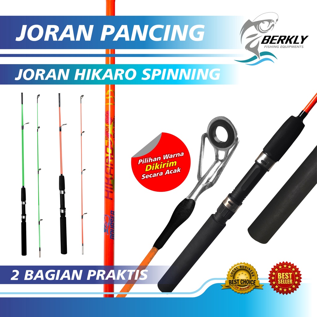 BERKLY - Joran Pancing Super Lentur Warna Hijau Dan Merah Panjang 120cm - 150cm Bahan Fiber Solid Co