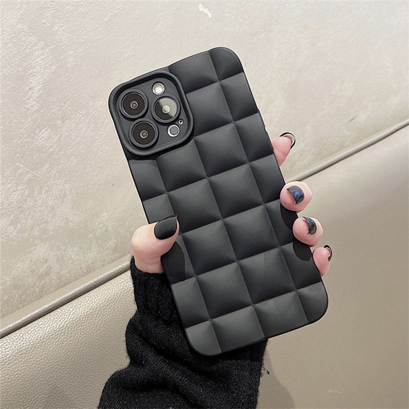 Casing Compatible for iPhone 14 13 12 11 Pro Max iPhone X Xr Xs Max iPhone 7 8 6 6s Plus iPhone 14 Plus Macaron Color Phone Case Fashion Checkered Anti-fall Soft Case Silicone Lens Protection Back Cover