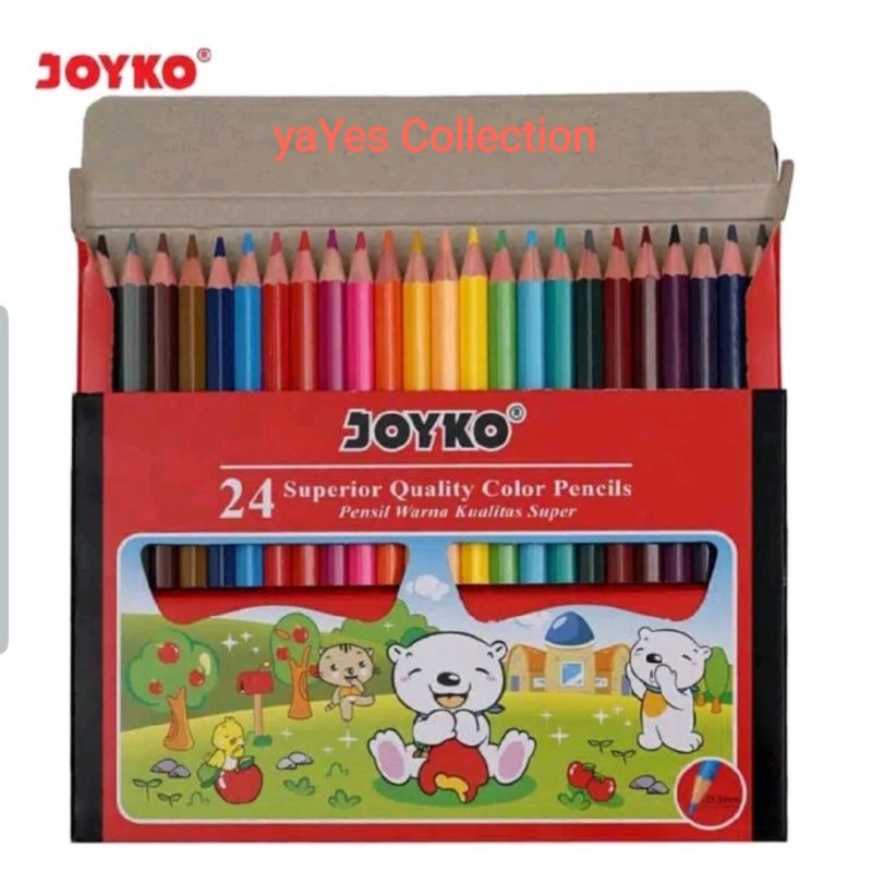 Pensil Warna 24 Warna Panjang Pendek Joyko (isi 24 &amp; 12  Color) ATK Alat Tulis Sekolah Mewarnai Anak