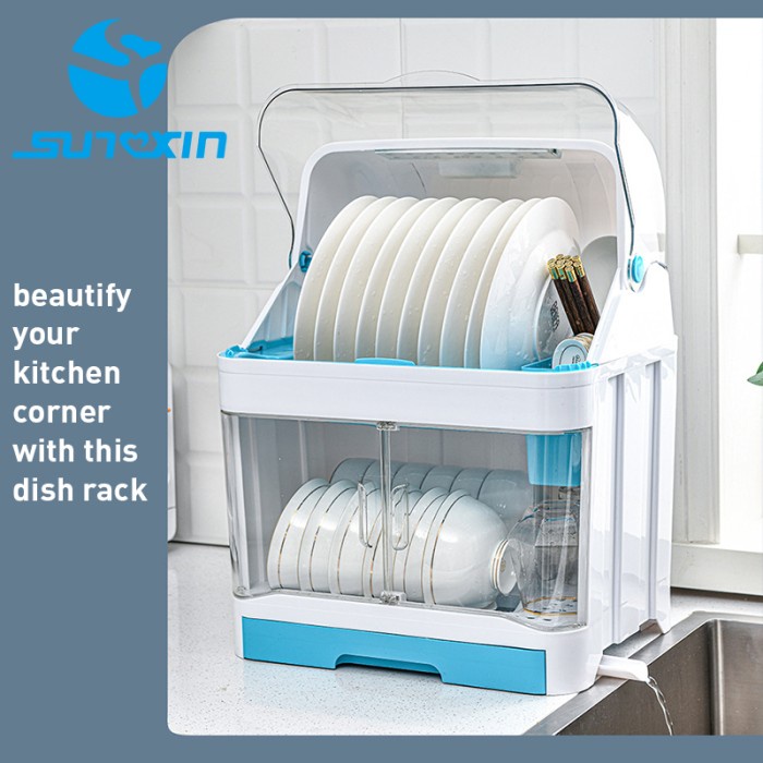 RAK DAPUR RAK PIRING/MANGKUK/ SENDOK PLASTIK ,TEMPAT PENGERING ALAT DAPUR - BIRU - MODEL A terlaris 