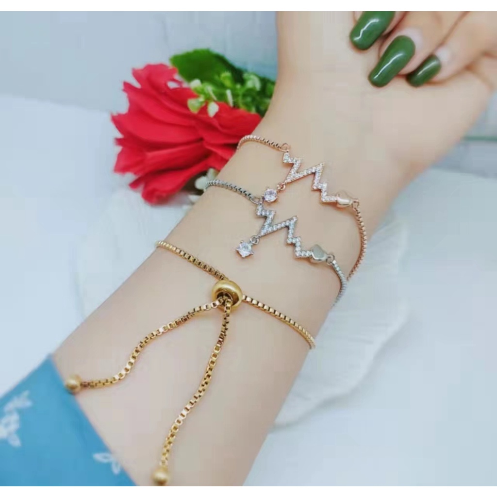Titanium Gelang Serut Permata Perhiasan Fashion 216
